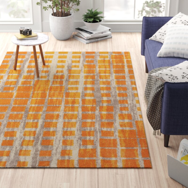 Zipcode Design   Tapis  de zone jaune  moderne mid century 